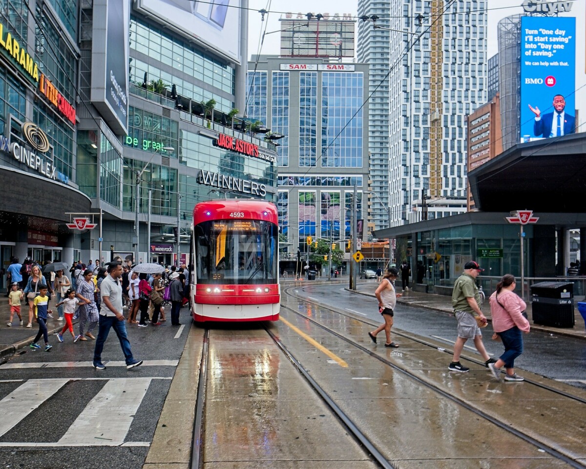 Dundas Square in the rain