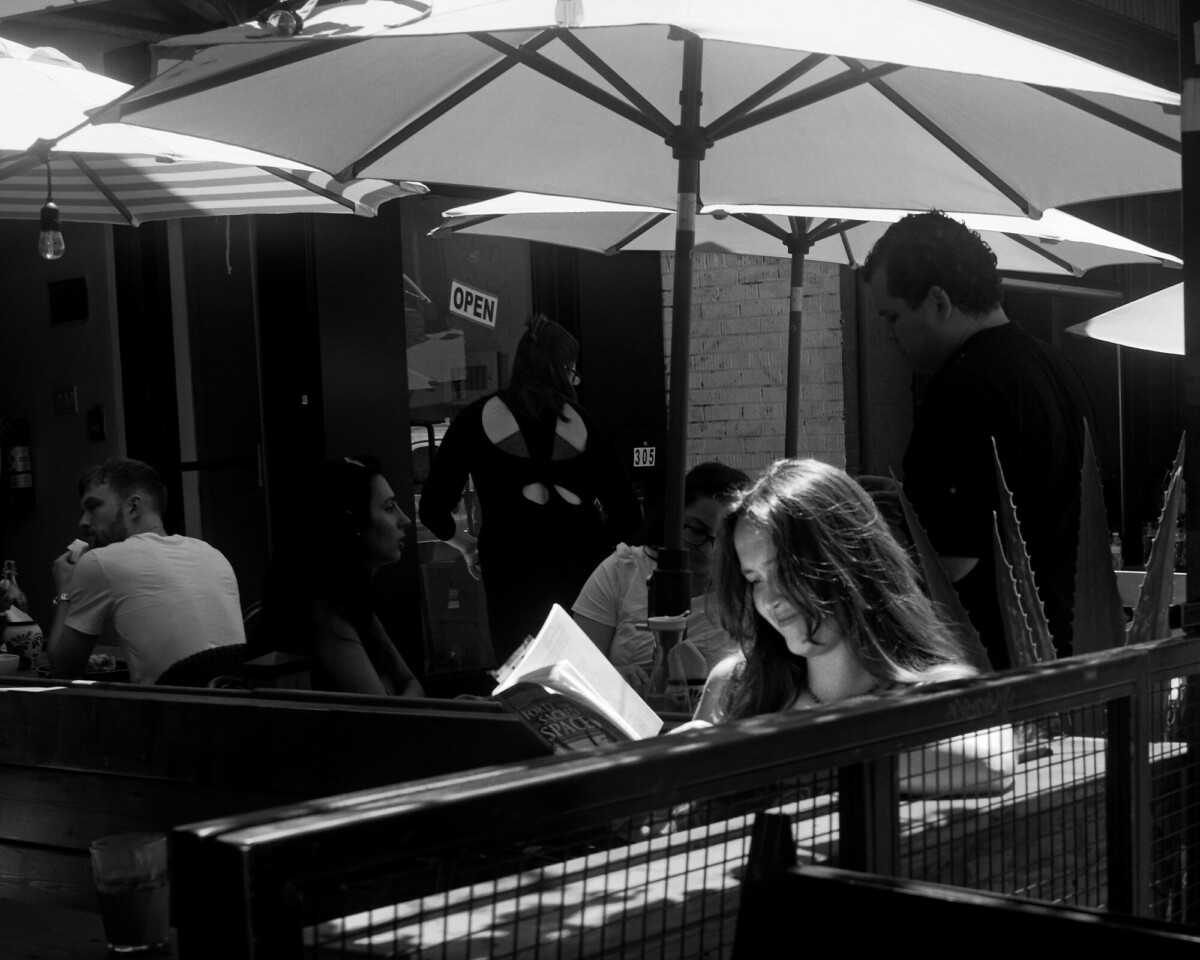 Reading on the Patio