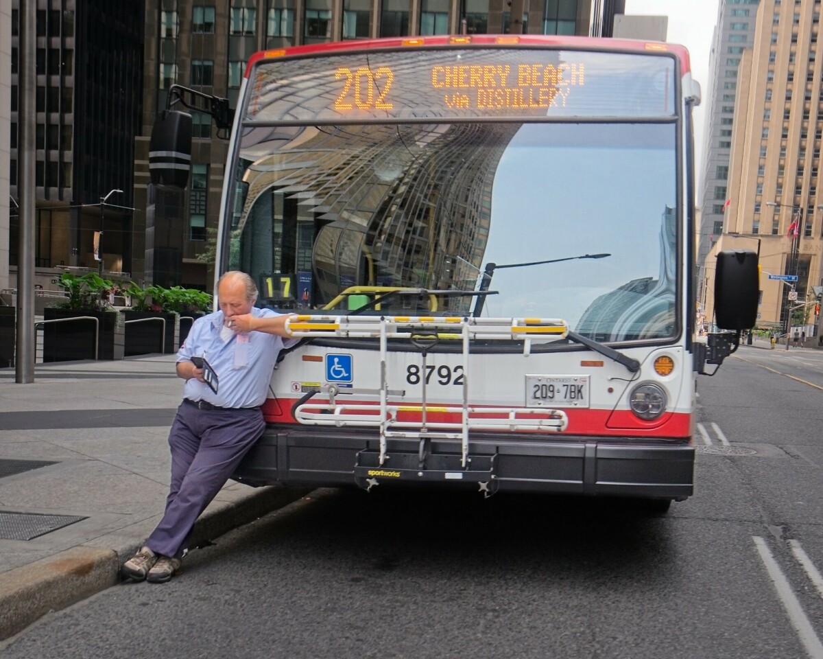 Bus Driver Takes a Smoke Break